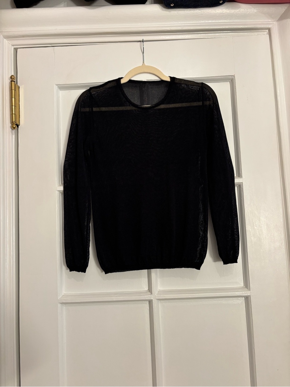 Black Vintage Sheer Knit/ Mesh Crewneck Sweater